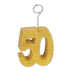 Gold Glittered 50 Photo/Balloon Holder