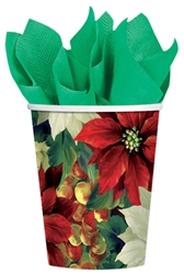 Regal Poinsettia 9oz Paper Cups | Party Supplies