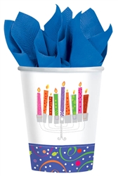 Playful Menorah 9oz Paper Cups | Party Supplies