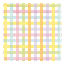 Colorful Gingham 10" Square Plates | Party Supplies