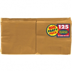 Gold Beverage Napkins - 125ct | Party Supplies