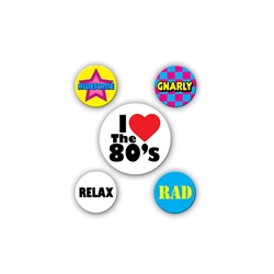 80's Party Buttons