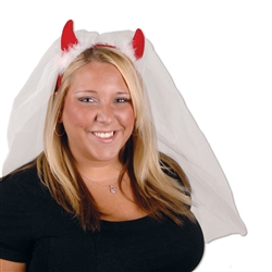 Devil Horns with Veil Headband