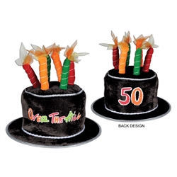Plush "50" Over-the-Hill Birthday Cake Hat
