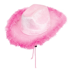 Pink Cowgirl Hat with Marabou