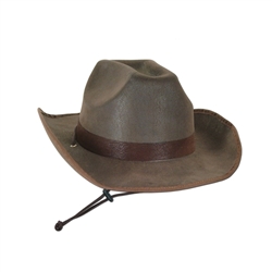 Faux Brown Leather Western Hat