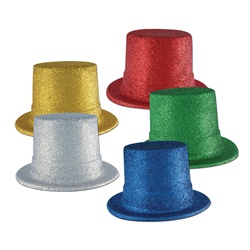 Glittered Top Hats asstd colors | Party Supplies