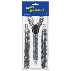 Silver Sequined Suspenders