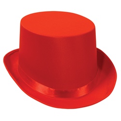 Red Satin Sleek Top Hat