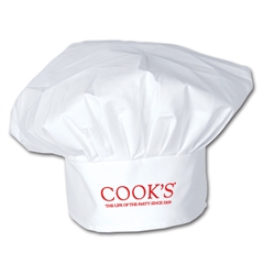 White Imprinted Fabric Chef Hats | Party Supplies