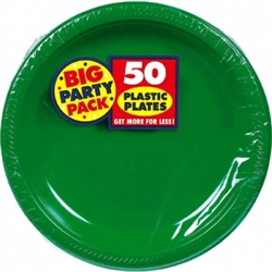 Festive Green 7" Plastic Round Plates - 50ct | Party Plates