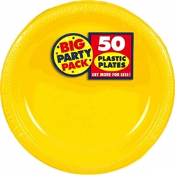 Yellow Sunshine 7" Plastic Round Plates - 50ct | Party Plates