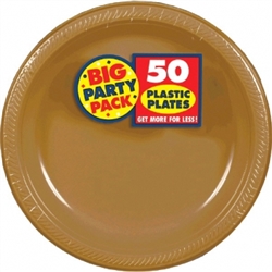 Gold Plastic 7" Plates - 50ct | Party Supplies