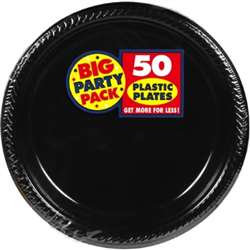 Jet Black Plates, 10-1/4" 50 ct | Party Supplies