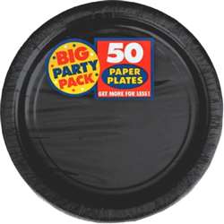 Jet Black Plates 7" 50 ct | Party Supplies