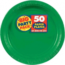Festive Green 7" Paper Plates - 50ct | Party Supplies