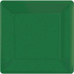 Festive Green 7" Square Paper Plates - 20ct | Party Supplies