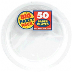 Frosty White Big Party Pack 9" Paper Plates | Party Supplies