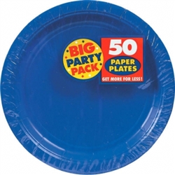 Bright Royal Blue Big Party Pack 9" Paper Plates | Party Supplies