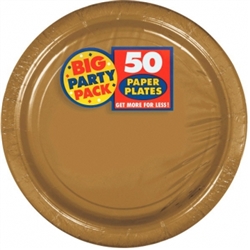 Gold Paper 9" Plates - 50ct. | Party Supplies