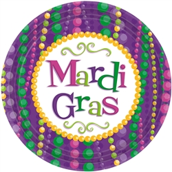 Mardi Gras Celebration Round Plates, 9" | Mardi Gras party supplies