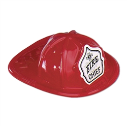 Packaged Miniature Red Plastic Fire Chief Hats