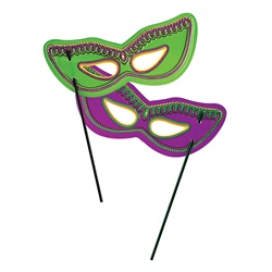 Plastic Mardi Gras Masks w/Dowel | Party Supplies