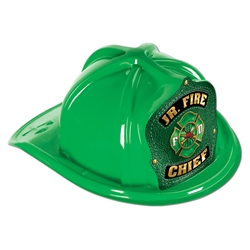 Green Plastic Jr Fire Chief Hat | Party Supplies