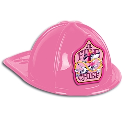 Pink Plastic Fire Chief Hat