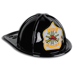 Black Plastic Fire Chief Hat