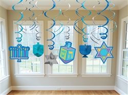 Hanukkah Icon Hanging Foil Swirl Decorations | Party Supplies