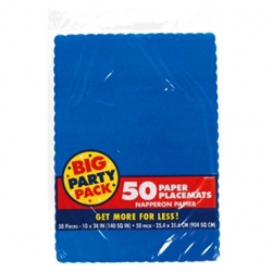 Bright Royal Blue Solid Color Paper Placemats | Party Supplies