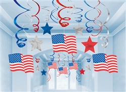 Patriotic Mega Value Pack Foil Swirl Decorations | Party Supplies