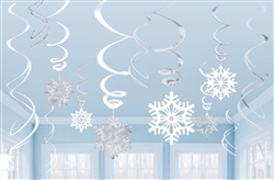 Snowflake VP Foil Swirl Decorations | Party Supplies