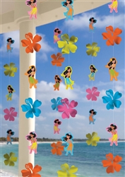 Hula Girl Printed Paper & Foil String Decoration | Luau Party Supplies