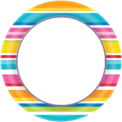 Multi Stripe Border 10" Plates  | Party Supplies