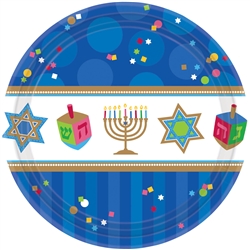 Hanukkah Celebrations 10-1/2" Round Paper Plates | Party Supplies