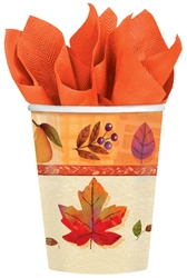 Watercolor Leaves 9 oz. Cups | Party Supplies