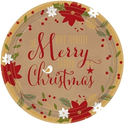 Merry Little Christmas 7" Round Plates | Party Supplies