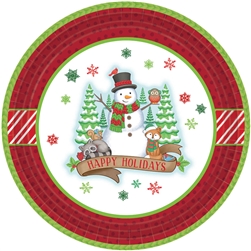 Winter Friends 7" Round Paper Plates | Party Supplies