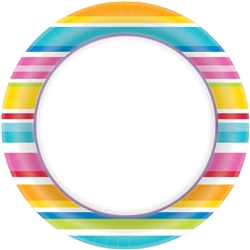 Multi Stripe Border 8-1/2" Plates | Luau Party Supplies