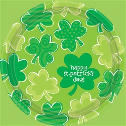 Playful Shamrocks 7" Round Plates | St. Patrick's Day Tableware