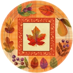 Watercolor Leaves Round 9" Plates | Party Supplies