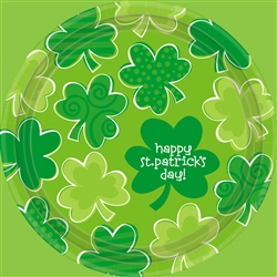 Playful Shamrocks 9" Round Plates | St. Patrick's Day Tableware
