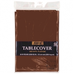 Chocolate Brown Plastic Round 84" Table Cover | Party Supplies