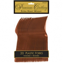 Chocolate Brown Premium Plastic Forks - 20ct. | Party Supplies