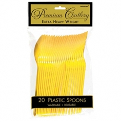Yellow Sunshine Heavy Weight Plastic Spoons - 20ct | Party Supplies