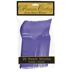 New Purple Heavy Weight Plastic Spoons - 20ct | Party Supplies