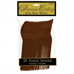 Chocolate Brown Premium Plastic Spoons - 20ct. | Party Supplies