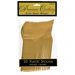 Gold Premium Plastic Spoons - 20ct. | Party Supplies